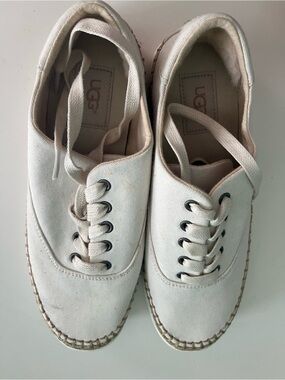 UGG Women's Eyan II Canvas Cream Canvas Lace-Up Sneakers